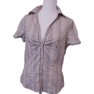 -- Striped, button down top